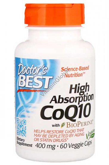 Коэнзим Q10 400 мг с БиоПерином 60 растительных капсул - Doctor\'s Best