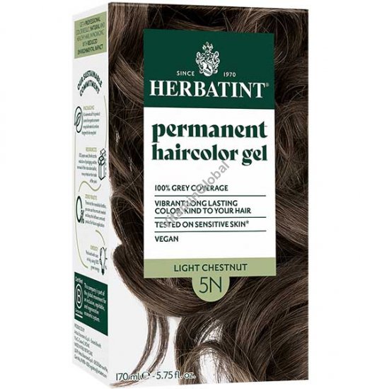 Стойкая краска для волос, цвет светло-каштановый 5N - Гербатинт