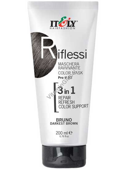 Riflessi – маска для волос 3 в 1, восстанавливающая, освежающая и поддерживающая цвет, темно-коричневый оттенок 200 мл - Itely