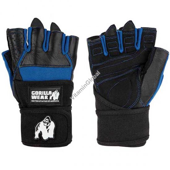Перчатки для бодибилдинга "Далас" с фиксатором запястья (черно-синие, размер XL) - Gorilla Wear