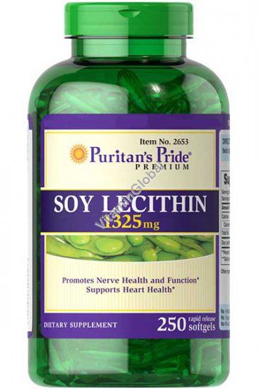 Лецитин сои 1325 мг 250 мягких капсул - Пуританс Прайд