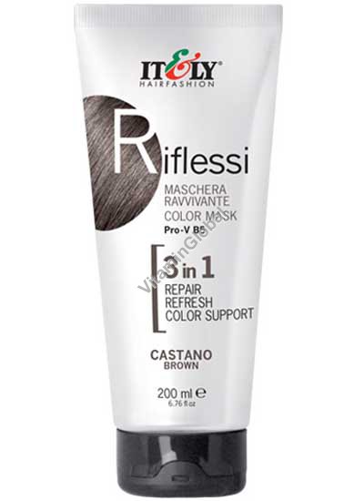 Riflessi – маска для волос 3 в 1, восстанавливающая, освежающая и поддерживающая цвет, коричневый оттенок 200 мл - Itely