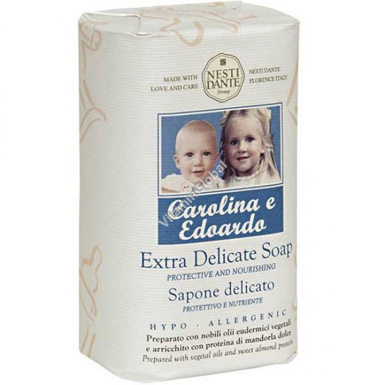 Гипоаллергенное, экстра деликатное детское кусковое мыло для очищения, увлажнения и защиты чувствительной кожи 250 г - Nesti Dante