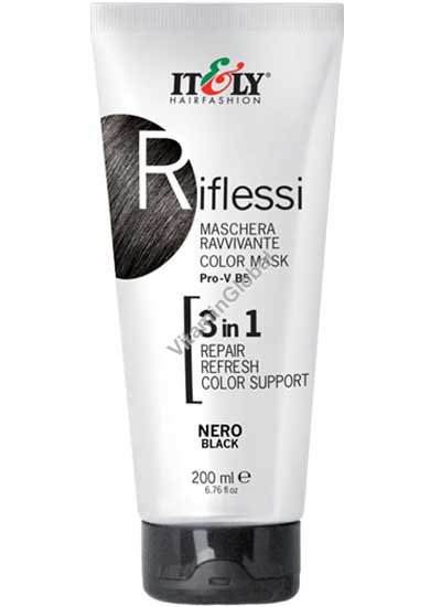 Riflessi – маска для волос 3 в 1, восстанавливающая, освежающая и поддерживающая цвет, черный оттенок 200 мл - Itely