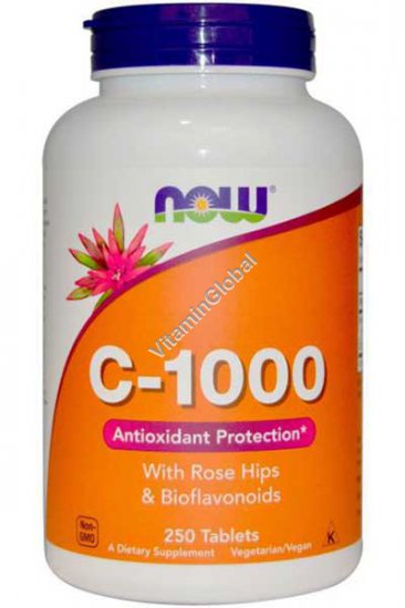 Витамин С-1000 мг с шиповником 250 таблеток - NOW Foods