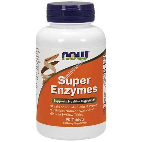 Супер энзимы для улучшения функционирования пищеварительной системы 90 таблеток - NOW Foods