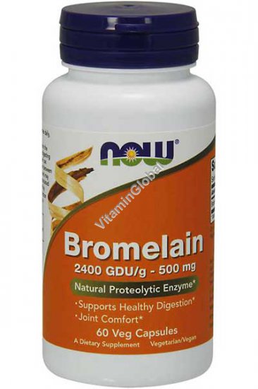 Бромелайн 500 мг 60 вегитарианских капсул - Now Foods