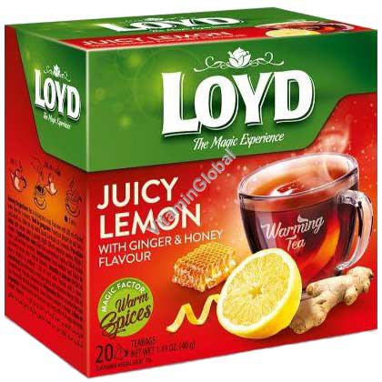 Фруктовый чай с лимоном, имбирем и медом 20 фильтр-пакетиков пирамид - Loyd