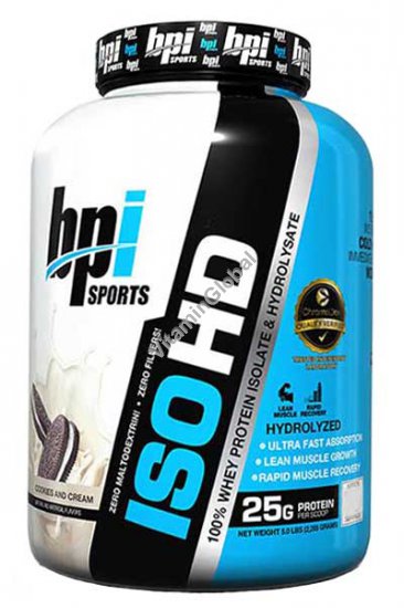 Сывороточный протеин изолят ISO HD вкус печенье-крем 2.398 кг - bpi Sports