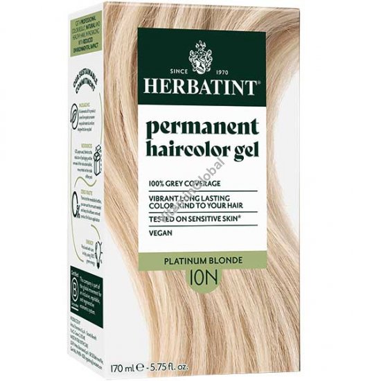 Стойкая гель-краска для волос - платиновый блонд 10N - Гербатинт