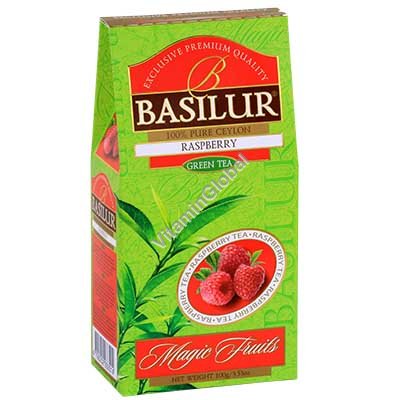 Премиум зеленый чай со вкусом малины 100 гр - Basilur
