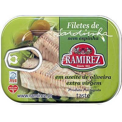 Филе португальских сардин с зелеными порезанными оливками в экстра вирджин оливковом масле 100 гр - Ramirez