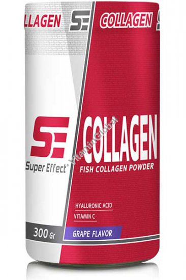 Рыбный коллаген пептид с гиалуроновой кислотой и витамином С и виноградным вкусом 300 гр - Super Effect
