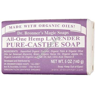 Натуральное лавандовое мыло 140 г - Dr. Bronner