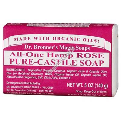 Натуральное розовое мыло 140 гр - Dr. Bronner