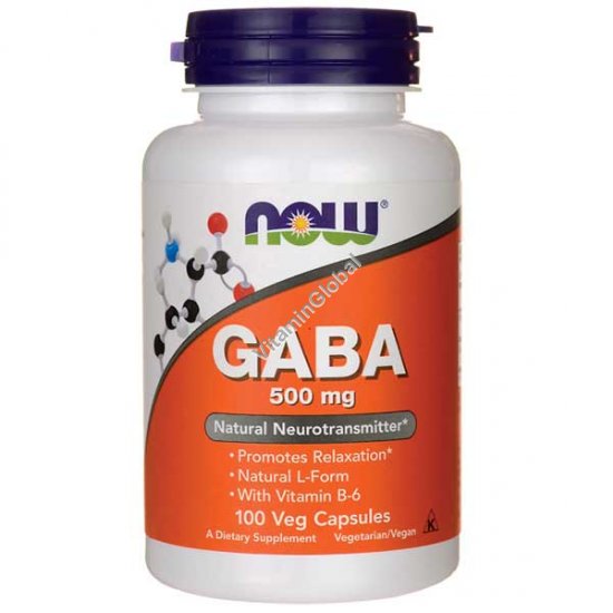 GABA 500 мг 100 вегетарианских капсул - NOW Foods