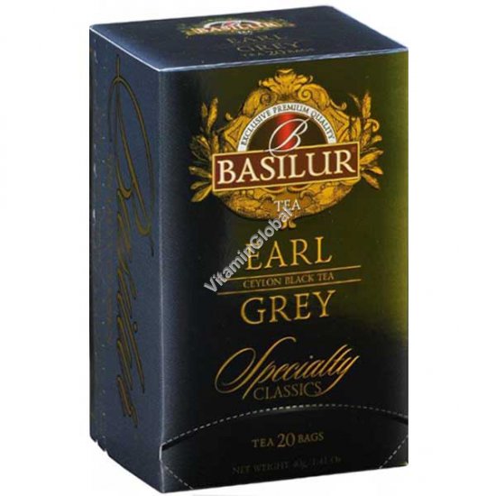 Черный цейлонский листовой чай Эрл Грей с бергамотом 25 пакетиков - Basilur