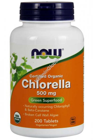 Органическая Хлорелла 500 мг. 200 таблеток - Now Foods