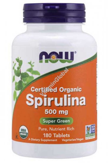 Органическая спирулина 500 мг 180 таблеток - NOW Foods