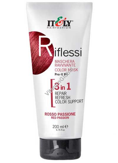 Riflessi – маска для волос 3 в 1, восстанавливающая, освежающая и поддерживающая цвет, красный оттенок 200 мл - Itely