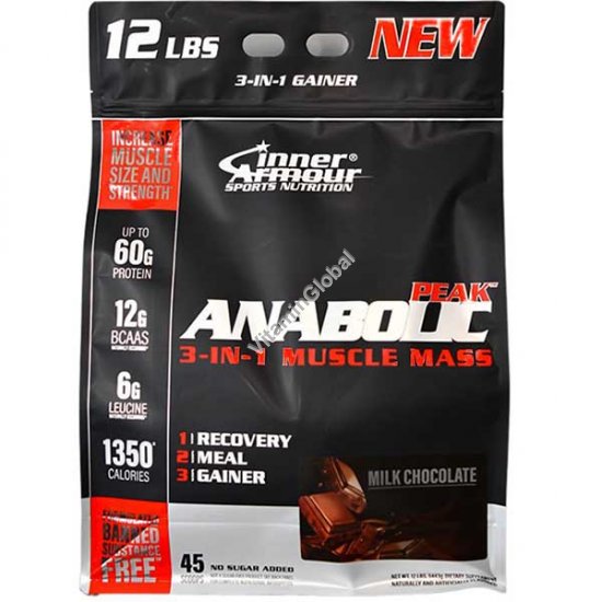 Высокоуглеводный гейнер Anabolic Peak для набора веса, вкус молочный шоколад, 5.44 кг - Inner Armour