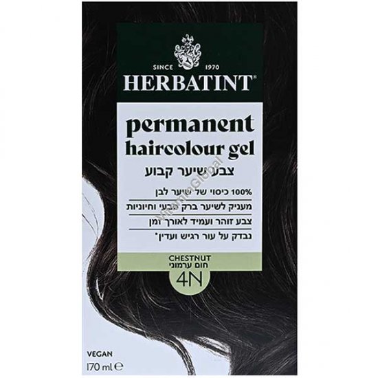 Стойкая гель-краска для волос, цвет каштановый 4N - Гербатинт