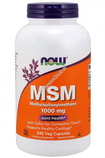 MSM 1000 мг для уменьшения болей в суставах 240 вегетарианских капсул - Now Foods
