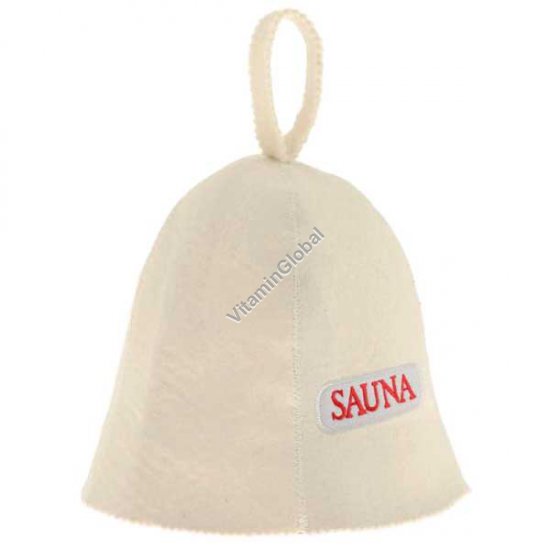 Войлочная шапка для бани и сауны с вышивкой "SAUNA"