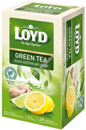 Зеленый чай с лимоном, лаймом и имбирем 20 фильтр-пакетиков - Loyd