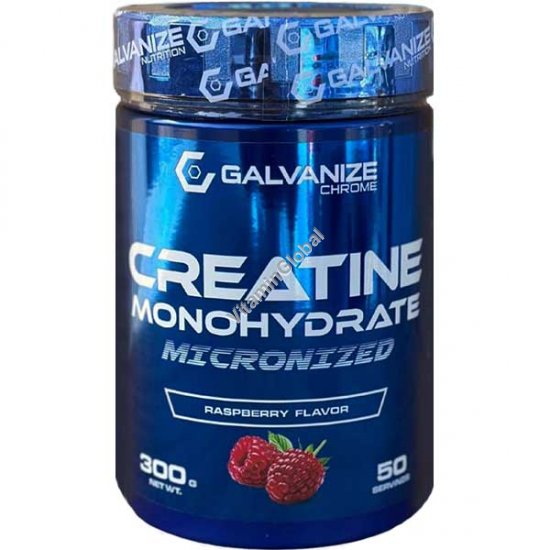 Микронизированный креатин моногидрат в порошке, вкус малины, 300 г - Galvanize