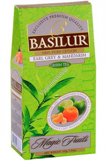 Премиум цейлонский зеленый чай с ароматами мандарина и бергамота 100 гр - Basilur