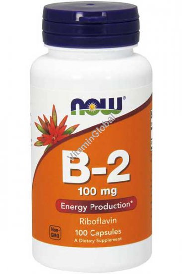 Витамин В-2 (Рибофлавин) 100 мг 100 капсул - NOW Foods