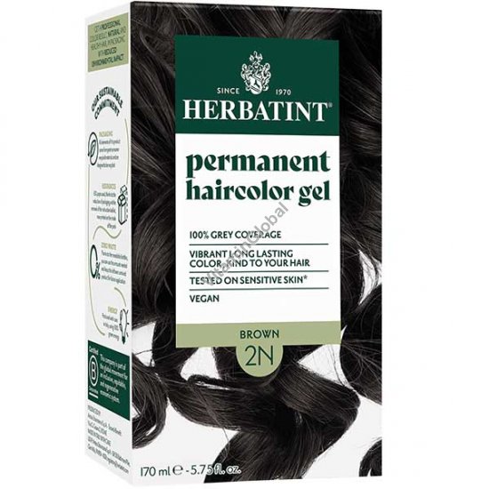 Стойкая гель-краска для волос, цвет коричневый 2N - Гербатинт