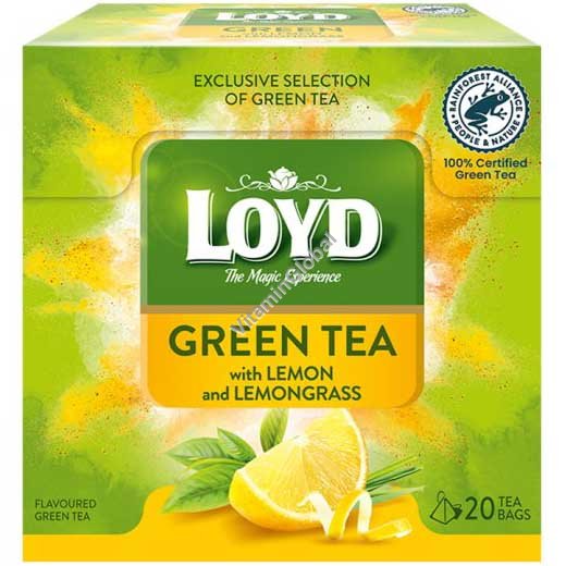 Зеленый чай лимон и лемонграсс 20 фильтр-пакетиков пирамид - Loyd