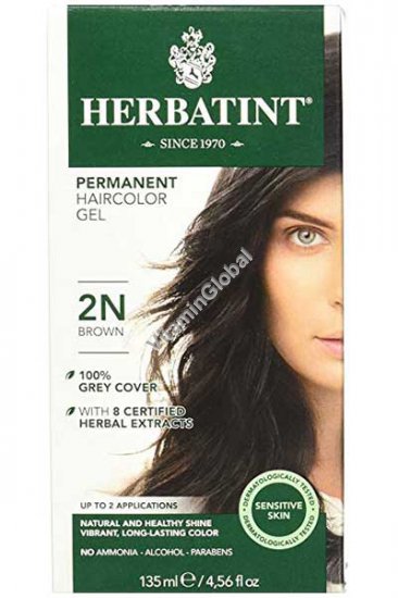 Краска для волос коричневый цвет (2N) - Гербатинт