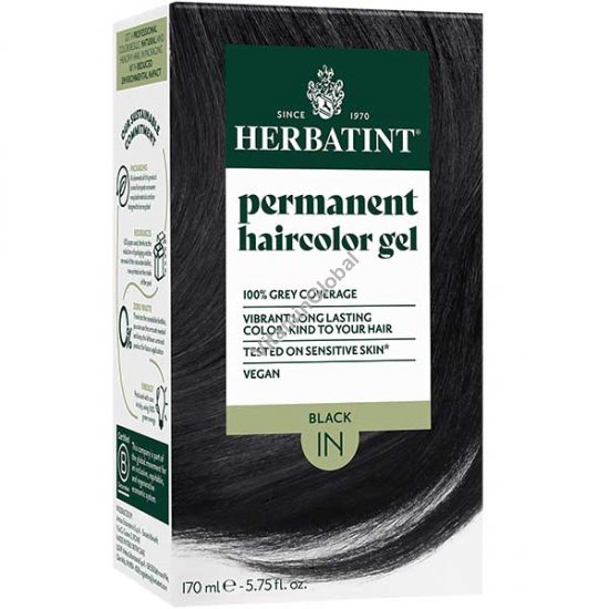 Стойкая гель-краска для волос, цвет черный 1N - Гербатинт