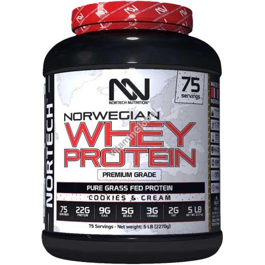 Норвежский сывороточный протеин, вкус печенье с кремом 2.27 кг - Nortech Nutrition