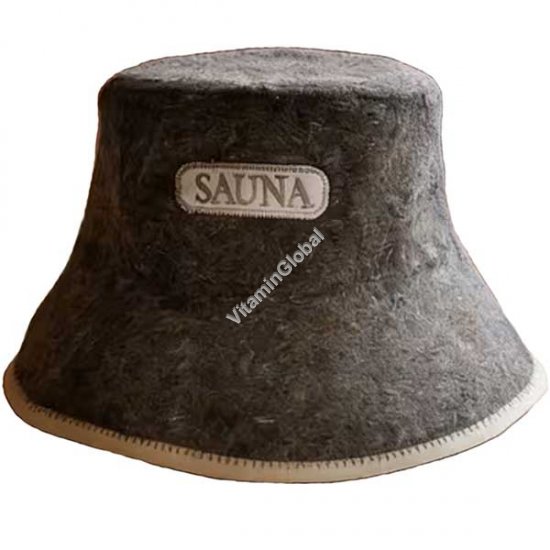 Войлочная серая шапка для бани и сауны с вышивкой "SAUNA"