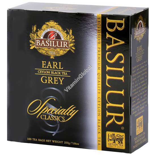 Черный цейлонский листовой чай Эрл Грей с бергамотом 100 пакетиков - Basilur