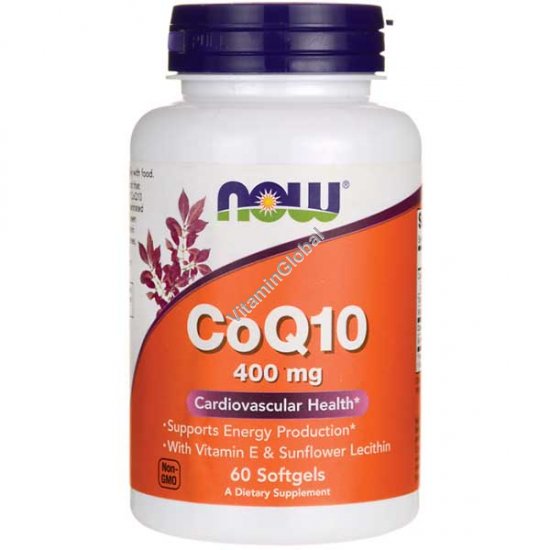 Коэнзим Q10 400 мг 60 мягких капсул - NOW Foods