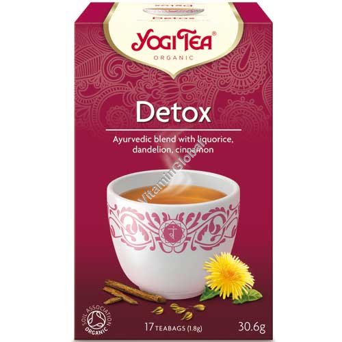 Детокс - очищающий органический чай с солодкой, одуванчиком и корицей 17 фильтр-пакетиков Йоги Ти