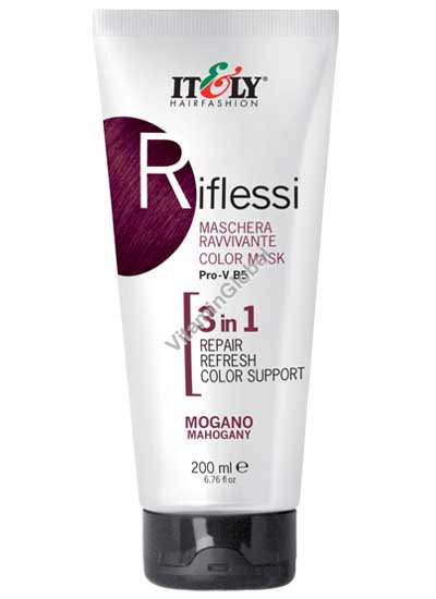 Riflessi – маска для волос 3 в 1, восстанавливающая, освежающая и поддерживающая цвет, оттенок махагони (оттенок красного дерева) 200 мл - Itely