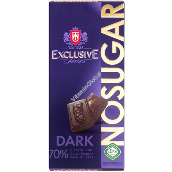 Темный шоколад без сахара, 70% какао 100 г - Tai Tau