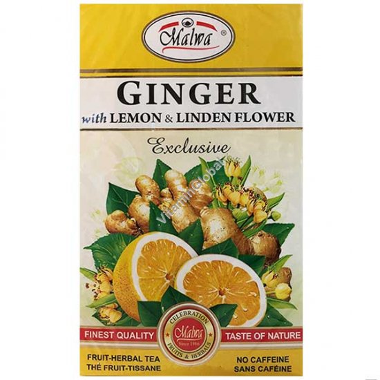 Чай с имбирем, лимоном и цветками липы 20 пакетиков - Мальва