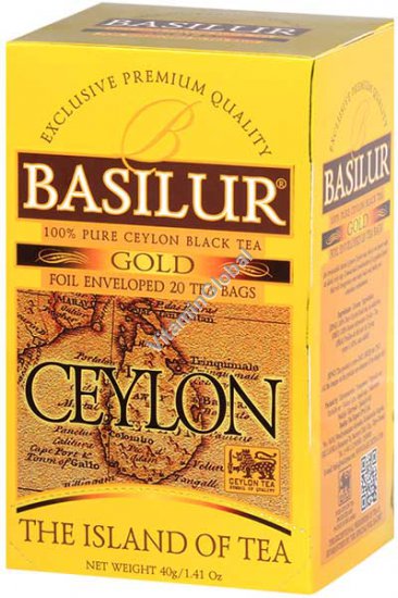 Премиум черный цейлонский чай Gold из серии "Чайный остров Цейлон" 20 фильтр-пакетиков - Basilur