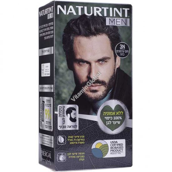 Стойкая гелевая краска для волос для мужчин, без аммиака, цвет темно-каштановый 3N - Натуртинт