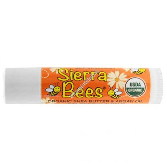 Органическая гигиеническая губная помада без аромата с маслом ши и аргановым маслом 4.25 гр - Sierra Bees