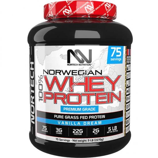 Норвежский сывороточный протеин, ванильный вкус, 2,27 кг - Nortech Nutrition