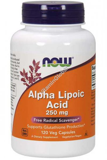 Альфа-липоевая кислота 250 мг 120 капсул - NOW Foods
