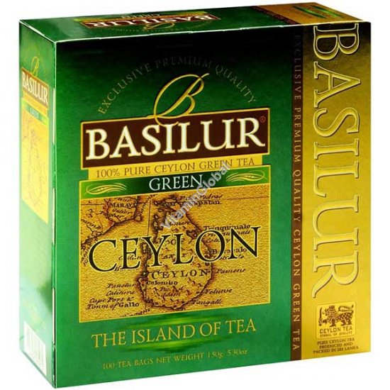 Премиум зеленый цейлонский чай из серии "Чайный остров Цейлон" 100 фильтр-пакетиков - Basilur
